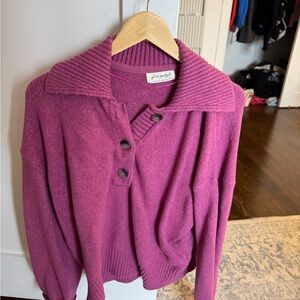 Free People Magenta Cowl Neck Sweater